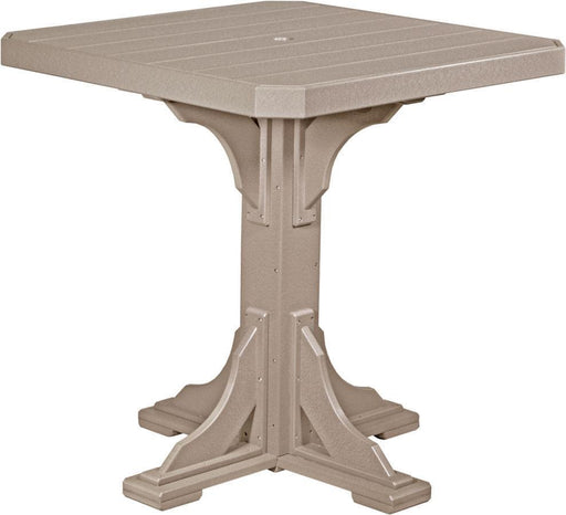 LuxCraft LuxCraft Weatherwood Recycled Plastic 41" Square Table With Cup Holder Weatherwood / Bar Tables P41STBWW