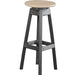 LuxCraft LuxCraft Weatherwood Recycled Plastic Bar Stool With Cup Holder Weatherwood On Black Stool PBSWWB