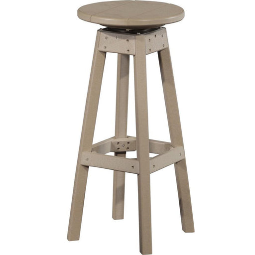 LuxCraft LuxCraft Weatherwood Recycled Plastic Bar Stool With Cup Holder Weatherwood Stool PBSWW