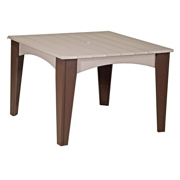 LuxCraft LuxCraft Weatherwood Recycled Plastic Island Dining Table Weatherwood On Chestnut Brown Tables IDT44SWWCBR