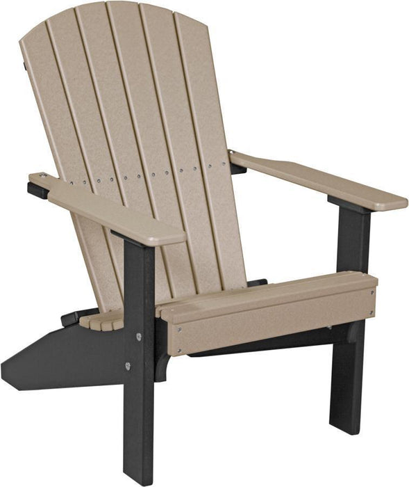 LuxCraft LuxCraft Weatherwood Recycled Plastic Lakeside Adirondack Chair With Cup Holder Weatherwood on Black Adirondack Deck Chair LACWWB