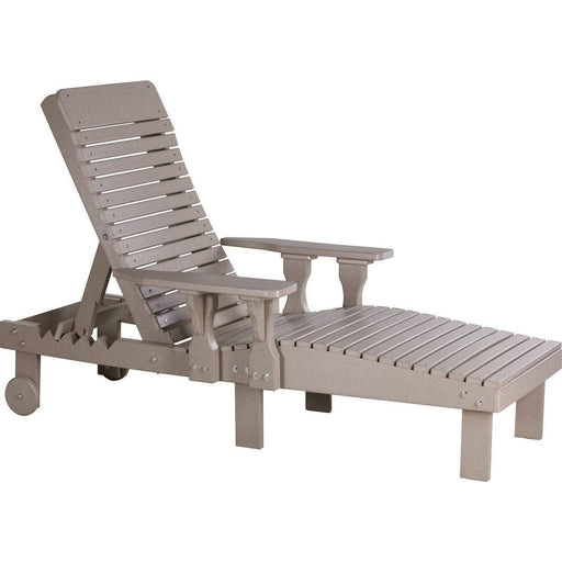 LuxCraft LuxCraft Weatherwood Recycled Plastic Lounge Chair With Cup Holder Weatherwood Adirondack Deck Chair PLCWW