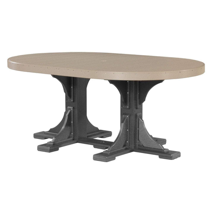 LuxCraft LuxCraft Weatherwood Recycled Plastic Oval Table With Cup Holder Weatherwood On Black / Bar Tables P46OTBWWB