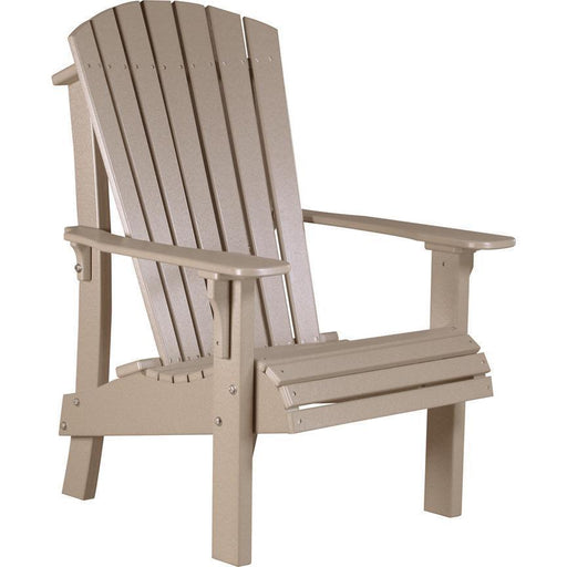 LuxCraft LuxCraft Weatherwood Royal Recycled Plastic Adirondack Chair With Cup Holder Weatherwood Adirondack Deck Chair RACWW