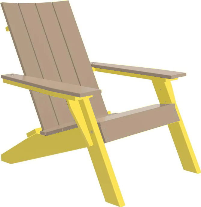 LuxCraft Luxcraft Weatherwood Urban Adirondack Chair Weatherwood on Yellow Adirondack Deck Chair UACWWY