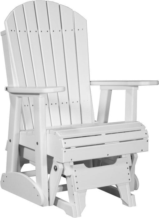 LuxCraft LuxCraft White Adirondack Recycled Plastic 2 Foot Glider Chair With Cup Holder White Glider Chair 2APGW