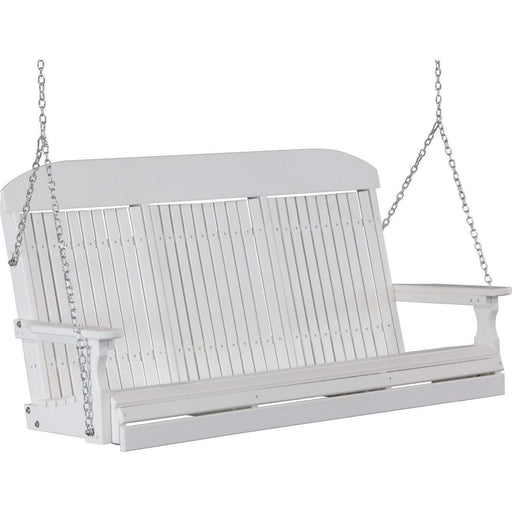 LuxCraft LuxCraft White Classic Highback 5ft. Recycled Plastic Porch Swing White / Classic Porch Swing Porch Swing 5CPSW