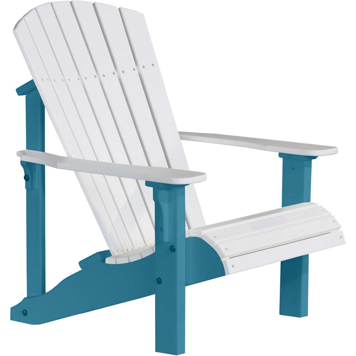 LuxCraft LuxCraft White Deluxe Recycled Plastic Adirondack Chair White on Aruba Blue Adirondack Deck Chair PDACWAB