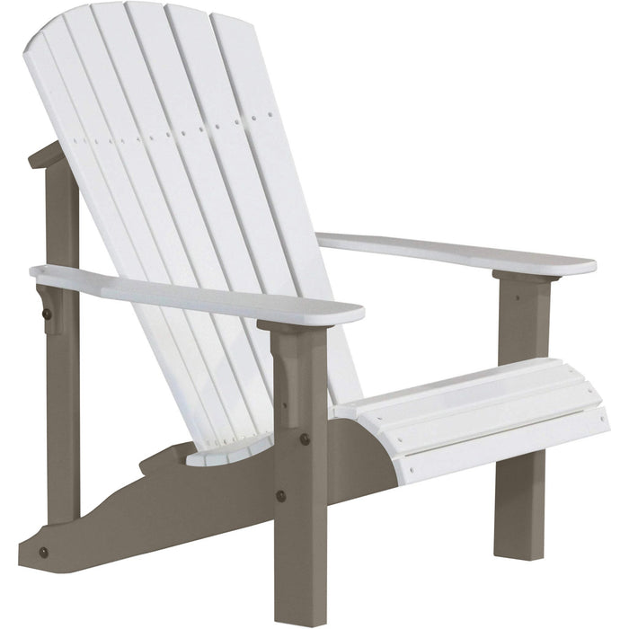 LuxCraft LuxCraft White Deluxe Recycled Plastic Adirondack Chair White on Weatherwood Adirondack Deck Chair PDACWWW