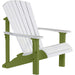 LuxCraft LuxCraft White Deluxe Recycled Plastic Adirondack Chair With Cup Holder White on Lime Green Adirondack Deck Chair PDACWLG-CH