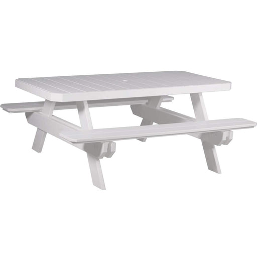 LuxCraft LuxCraft White Recycled Plastic 6' Rectangular Picnic Table With Cup Holder White Tables P6RPTW