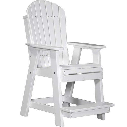 LuxCraft LuxCraft White Recycled Plastic Adirondack Balcony Chair With Cup Holder White Adirondack Chair PABCW