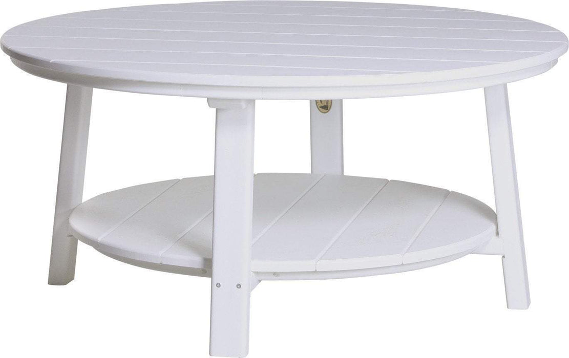 LuxCraft LuxCraft White Recycled Plastic Deluxe Conversation Table With Cup Holder White Conversation Table PDCTW