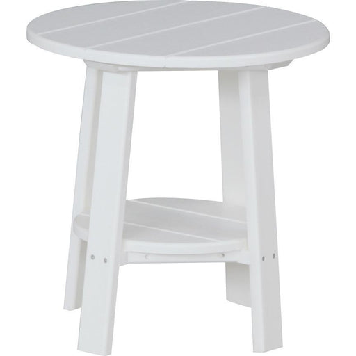 LuxCraft LuxCraft White Recycled Plastic Deluxe End Table With Cup Holder White End Table PDETW