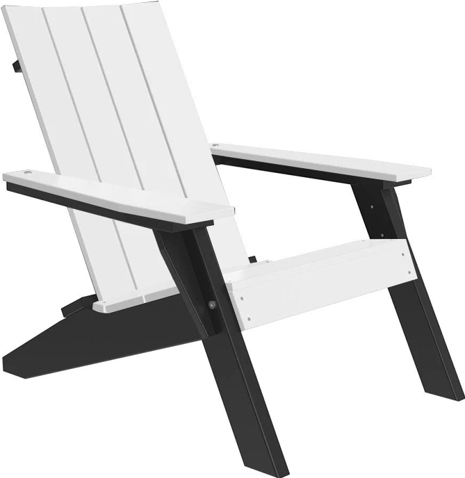 LuxCraft Luxcraft White Urban Adirondack Chair With Cup Holder White on Black Adirondack Deck Chair UACWB-CH