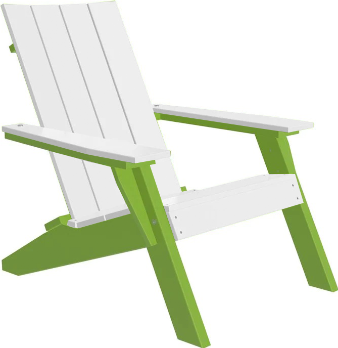 LuxCraft Luxcraft White Urban Adirondack Chair With Cup Holder White on Lime Green Adirondack Deck Chair UACWLM-CH