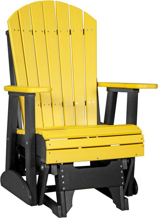 LuxCraft LuxCraft Yellow Adirondack Recycled Plastic 2 Foot Glider Chair With Cup Holder Yellow on Black Glider Chair 2APGYB
