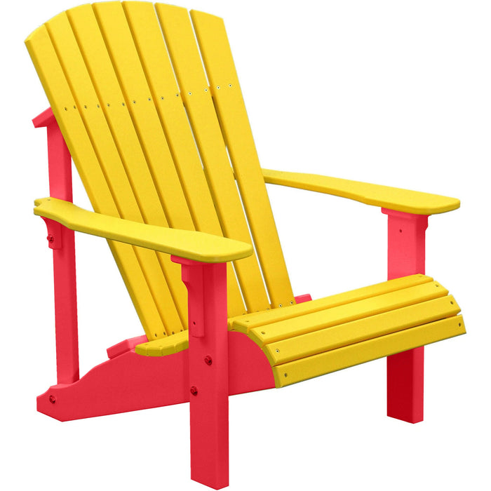 LuxCraft LuxCraft Yellow Deluxe Recycled Plastic Adirondack Chair Yellow on Red Adirondack Deck Chair PDACYR