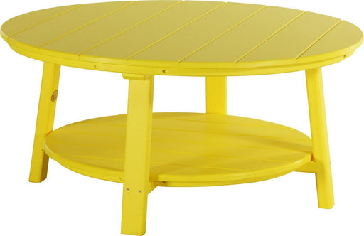 LuxCraft LuxCraft Yellow Recycled Plastic Deluxe Conversation Table With Cup Holder Yellow Conversation Table PDCTY