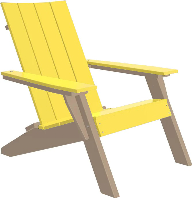 LuxCraft Luxcraft Yellow Urban Adirondack Chair With Cup Holder Yellow on Weatherwood Adirondack Deck Chair UACYWE