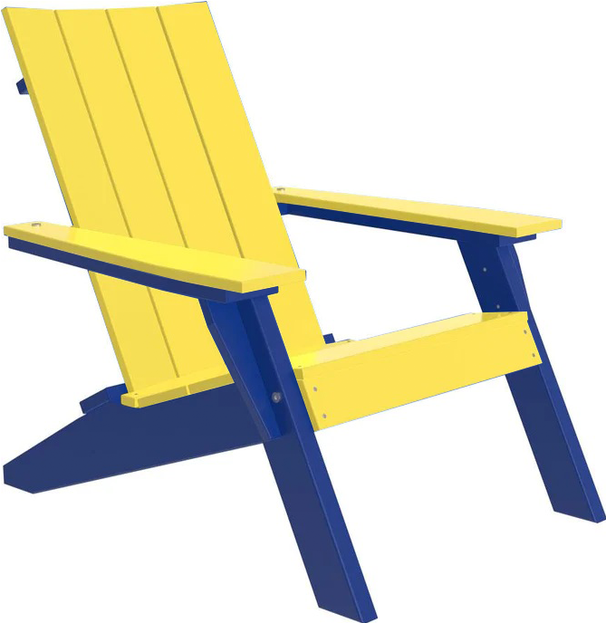 LuxCraft Luxcraft Yellow Urban Adirondack Chair Yellow on Blue Adirondack Deck Chair UACYBL
