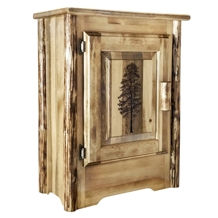Montana Woodworks Glacier Country Accent Cabinet w/ Laser Engraved Design Stained & Lacquered / Pine Living Area, Entry, Study, Home Office MWGCACCCABLHLZPINE 661890461182