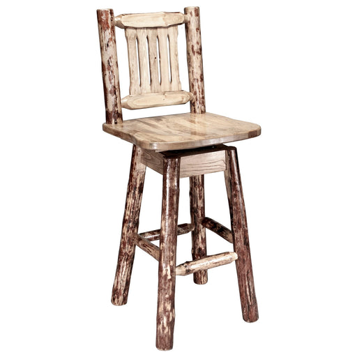 Montana Woodworks Glacier Country Barstool Back & Swivel Stained & Lacquered Dining, Kitchen, Game Room, Bar MWGCBSWSNR 661890415161