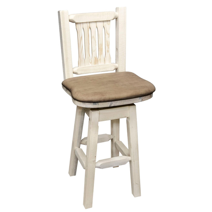 Montana Woodworks Glacier Country Barstool Back & Swivel w/ Upholstered Seat Buckskin Pattern Ready to Finish Dining, Kitchen, Game Room, Bar MWHCBSWSNRBUCK 661890422015