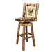 Montana Woodworks Glacier Country Barstool Back & Swivel Woodland Pattern Upholstery w/ Laser Engraved Design Stained & Lacquered / Elk Dining, Kitchen, Game Room, Bar MWGCBSWSNRWOODLZELK 661890464848