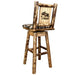Montana Woodworks Glacier Country Barstool Back & Swivel Woodland Pattern Upholstery w/ Laser Engraved Design Stained & Lacquered / Moose Dining, Kitchen, Game Room, Bar MWGCBSWSNRWOODLZMOOSE 661890464909