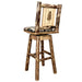 Montana Woodworks Glacier Country Barstool Back & Swivel Woodland Pattern Upholstery w/ Laser Engraved Design Stained & Lacquered / Pine Dining, Kitchen, Game Room, Bar MWGCBSWSNRWOODLZPINE 661890464961