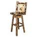 Montana Woodworks Glacier Country Barstool Back & Swivel Woodland Pattern Upholstery w/ Laser Engraved Design Stained & Lacquered / Wolf Dining, Kitchen, Game Room, Bar MWGCBSWSNRWOODLZWOLF 661890465029