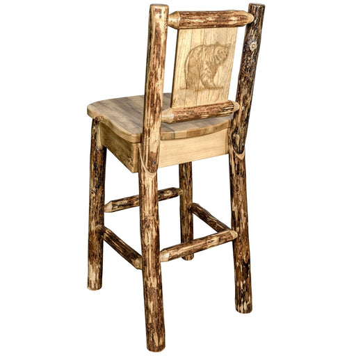 Montana Woodworks Glacier Country Barstool Back w/ Laser Engraved Design Stained & Lacquered / Bear Dining, Kitchen, Game Room, Bar MWGCBSWNRLZBEAR 661890445489