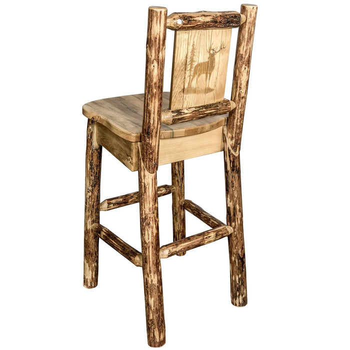 Montana Woodworks Glacier Country Barstool Back w/ Laser Engraved Design Stained & Lacquered / Elk Dining, Kitchen, Game Room, Bar MWGCBSWNRLZELK 661890445601