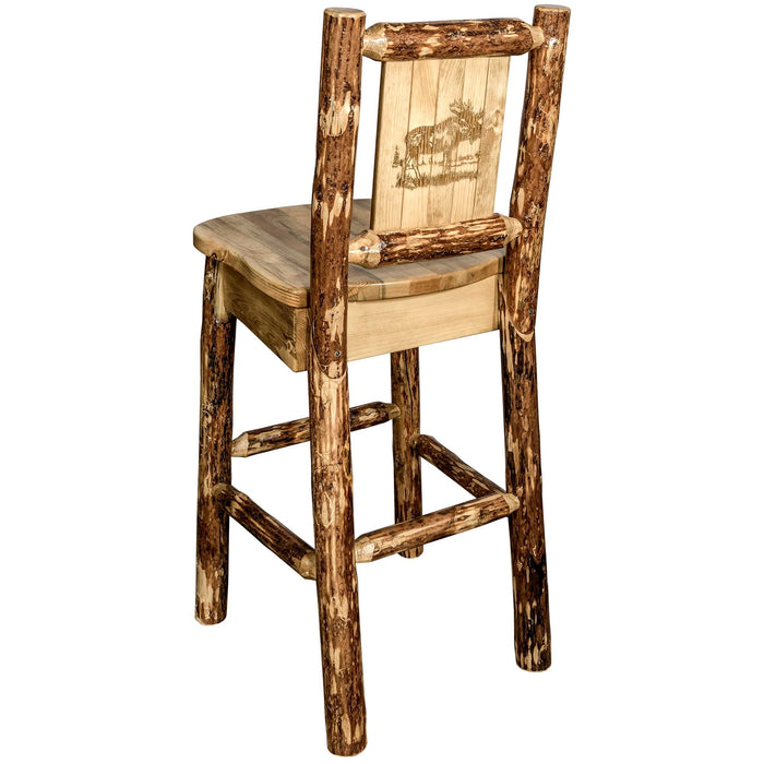 Montana Woodworks Glacier Country Barstool Back w/ Laser Engraved Design Stained & Lacquered / Moose Dining, Kitchen, Game Room, Bar MWGCBSWNRLZMOOSE 661890445663