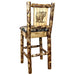 Montana Woodworks Glacier Country Barstool Back Woodland Upholstery w/ Laser Engraved Design Stained & Lacquered Stained & Lacquered / Bear Dining, Kitchen, Game Room, Bar MWGCBSWNRWOODLZBEAR 661890464367