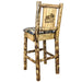 Montana Woodworks Glacier Country Barstool Back Woodland Upholstery w/ Laser Engraved Design Stained & Lacquered Stained & Lacquered / Moose Dining, Kitchen, Game Room, Bar MWGCBSWNRWOODLZMOOSE 661890464541