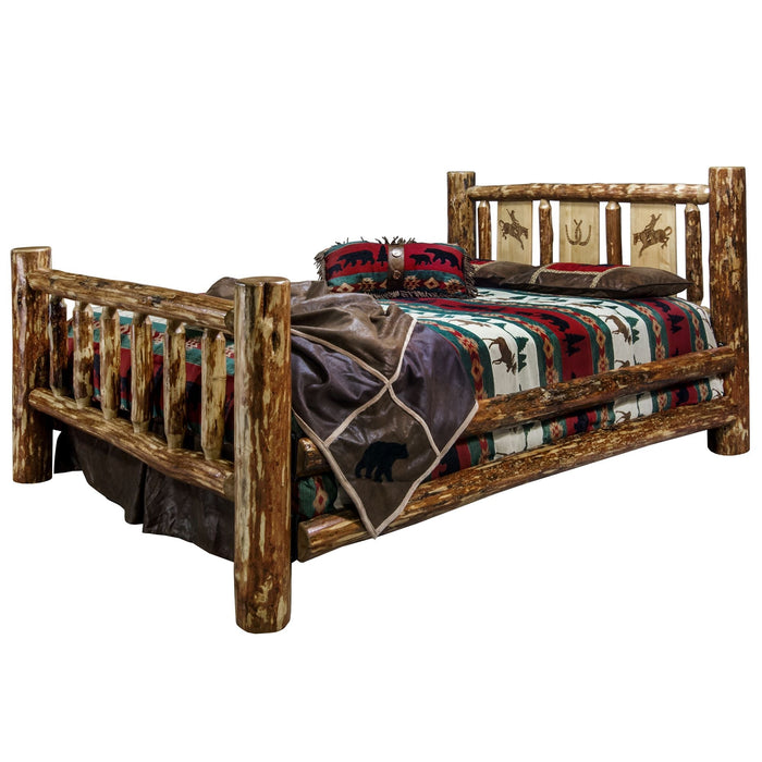 Montana Woodworks Glacier Country Bed w/ Laser Engraved Design Bronc / Full Beds MWGCFBLZBRONC 661890430775