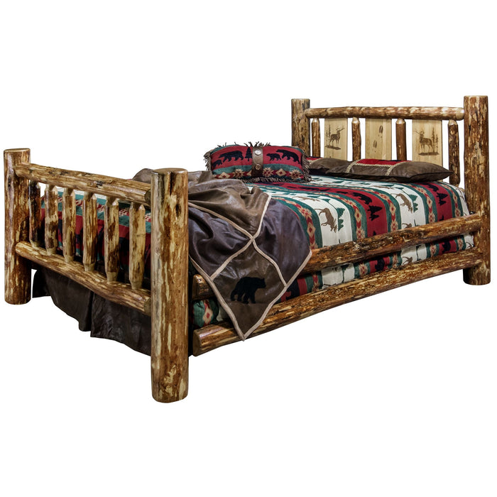 Montana Woodworks Glacier Country Bed w/ Laser Engraved Design Elk / King Beds MWGCKBLZELK 661890431550