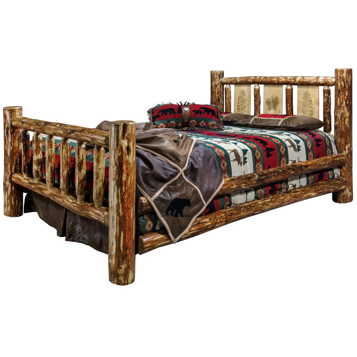 Montana Woodworks Glacier Country Bed w/ Laser Engraved Design Pine Tree / King Beds MWGCKBLZPINE 661890431673