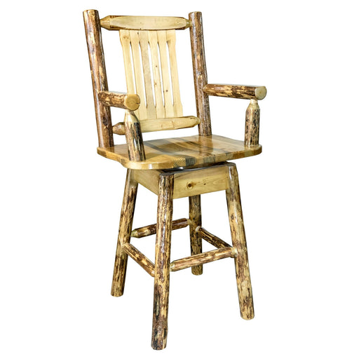 Montana Woodworks Glacier Country Captain's Barstool Back & Swivel Stained & Lacquered Dining, Kitchen, Game Room, Bar MWGCBSWSCAS 661890421766