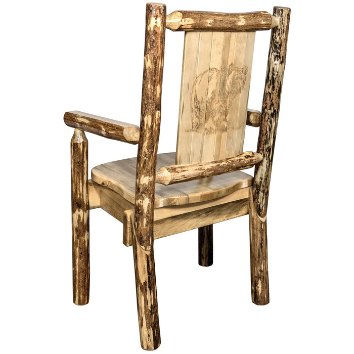 Montana Woodworks Glacier Country Captain's Chair w/ Laser Engraved Design Stained & Lacquered / Bear Dining, Kitchen, Home Office MWGCCASCNLZBEAR 661890427416