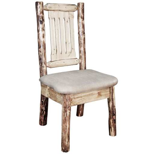 Montana Woodworks Glacier Country Captain's Chair w/ Upholstered Seat Buckskin Pattern Stained & Lacquered Dining, Kitchen, Home Office MWGCCASCNBUCK 661890421223