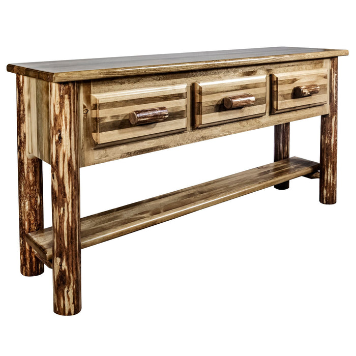 Montana Woodworks Glacier Country Console Table w/ 3 Drawers Stained & Lacquered Living Area, Entryway, Home Office MWGCCONTBLW3DR 661890460413