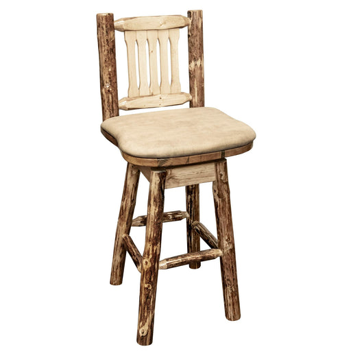 Montana Woodworks Glacier Country Counter Height Barstool Back & Swivel - Buckskin Upholstery Stained & Lacquered Dining, Kitchen, Game Room, Bar MWGCBSWSNRBUCK24 661890423920