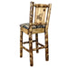 Montana Woodworks Glacier Country Counter Height Barstool Back Woodland Upholstery w/ Laser Engraved Design Wolf Dining, Kitchen, Game Room, Bar MWGCBSWNR24WOODLZWOLF 661890466347