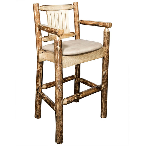 Montana Woodworks Glacier Country Counter Height Captain's Barstool - Buckskin Upholstery Stained & Lacquered Dining, Kitchen, Game Room, Bar MWGCBSWCASBUCK24 661890423029
