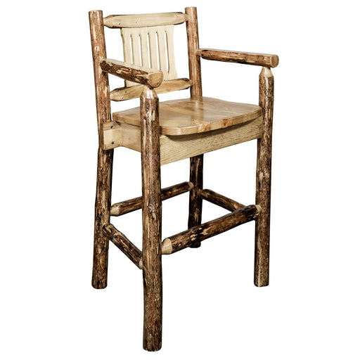 Montana Woodworks Glacier Country Counter Height Captain's Barstool Stained & Lacquered Dining, Kitchen, Game Room, Bar MWGCBSWCAS24 661890422961