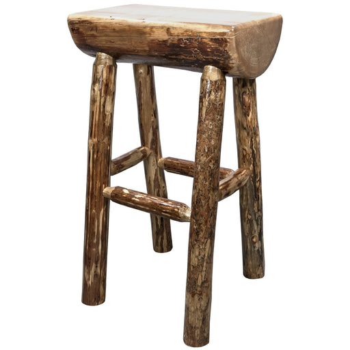 Montana Woodworks Glacier Country Counter Height Half Log Barstool Stained & Lacquered Dining, Kitchen, Game Room, Bar MWGCBNHL24 661890423500