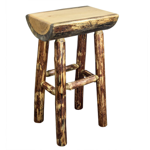 Montana Woodworks Glacier Country Half Log Barstool w/ Exterior Stain Finish Outdoor MWGCBNHLEXT 661890422909